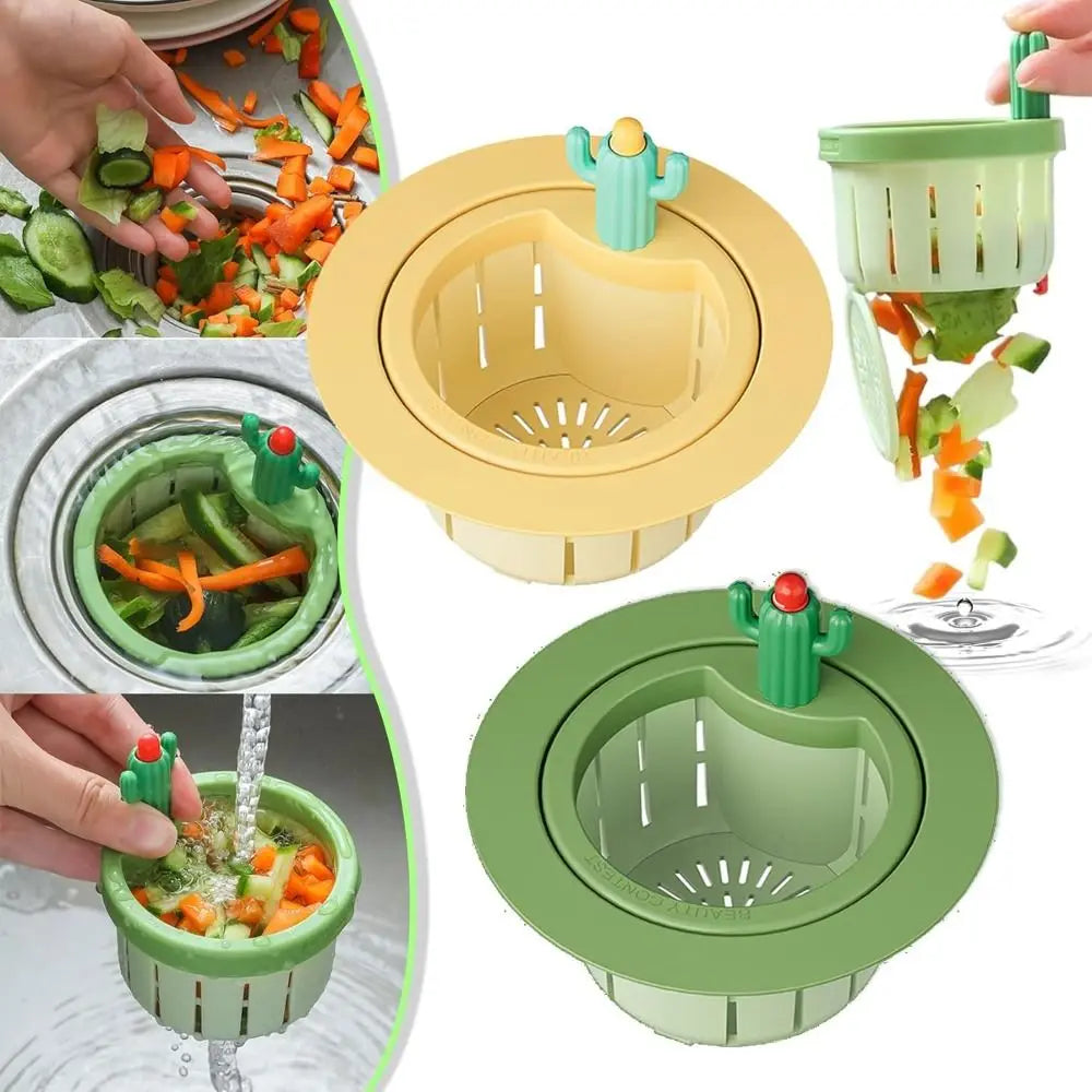 Anti-Clogging Cactus Kitchen Sink Drain Strainer - Food Waste Catcher, Leakage-Proof Sink Drain Basket with Washer, Easy Cleaning